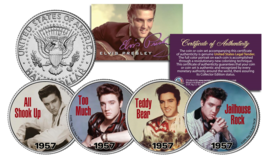 Elvis Presley 1957 #1 Song Hits Licensed Jfk Kennedy Half Dollars 4-Coin U.S Set - £17.90 GBP