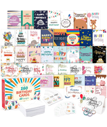 Birthday Cards Bulk, 160 Pack 40 Designs Happy Birthday Card Assortment ... - €32,53 EUR