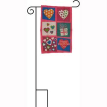 12x18 12&quot;x18&quot; Happy Valentine&#39;s Day Hearts Patches Sleeved w/ Garden Stand Flag - $18.88