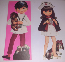 Vtg Greeting Cards Gibson JUST KIDS 70s Doctor &amp; Nurse Dogs Veterinarian... - £19.55 GBP