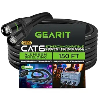GearIT CAT6 Ethernet Cable, EtherCON-Compatible (150 Feet) RJ45 Connecto... - £164.01 GBP