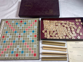 Vintage Scrabble Game 1948-1953 Selchow Righter Co Complete 100 Wood Tiles - £20.91 GBP