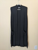 Promesa Black Duster Cardigan Sleeveless Polyester Mix Size M Pockets St... - £22.33 GBP