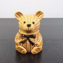 Vintage Glazed Ceramic Cute Brown Bowtie Honey Bear Condiment Pot - No Spoon - £5.44 GBP