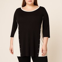 Michael Kors Black White Colorblock Tunic Top 1X Grommet Detail Stretch - $29.99