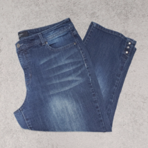 Nine West Jeans Women&#39;s Size 14 Average Mid Rise Embroidered Pockets Blue Capri - £13.42 GBP