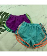Nike Dri Fit Womens Running Shorts Size M Lot of 2 Blue Purple Mesh Trim... - $35.19 CAD