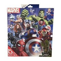 Marvel Mens 15 Days of Socks 15 Pairs 4 Crew &amp; 11 Low Cut Shoe Sizes 6-12 New - £9.48 GBP