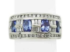 1.17ctw Oval Tanzanite &amp; Diamond Ring 14k White Gold Size 6 New Old Stock - £691.44 GBP