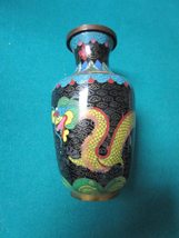 Chinese Cloisonne VASE Yellow Compatible with Dragon 6 1/2 X 3 1/2&quot; - £49.32 GBP