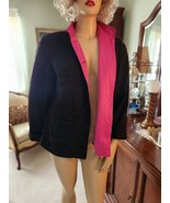 Linea by Louis Dell’ Olio Black Career Jacket Button Front Pink Satin Li... - £43.01 GBP