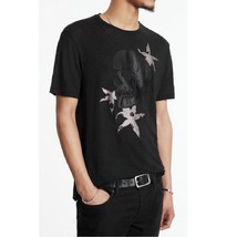 John Varvatos Men&#39;s Short Sleeve Applique Floral Skull Graphic T-Shirt B... - $98.12