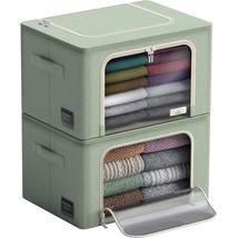 Storage Bins with Metal Frame - Stackable &amp; Foldable Clothes Organizer B... - $52.99