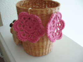 Pink color crocheted  earrings gold earwire - $5.00