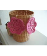 Pink color crocheted  earrings gold earwire - $5.00