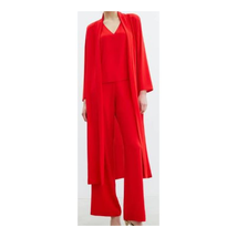 Vintage Blacktie Oleg Cassini 3 pc Silk Outfit Duster Shell Trouser Red Womens 6 - £106.16 GBP