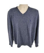 Polo Ralph Lauren 100% Lambs Wool Men&#39;s Blue V-neck Sweater Size L - £20.08 GBP