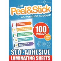 100-Pack Self-Adhesive Laminating Sheets By Office Square, Self-Seal, No... - $31.99