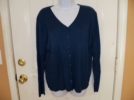 Sag Harbor Blue Button Down Cardigan Knit Sweater Size Large Women&#39;s EUC - £16.15 GBP