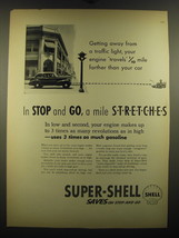 1938 Shell Super-Shell Gasoline Ad - Getting away from a traffic light - $18.49