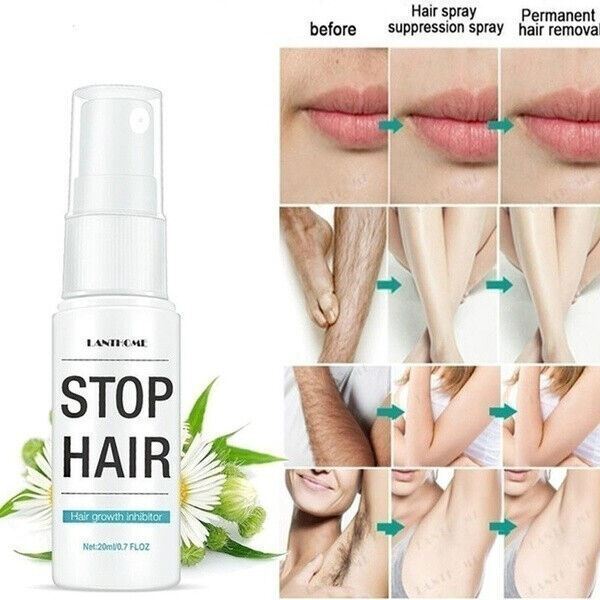 2 Bottles Hair Removal Spray Stop Hair Growth Inhibitor Remover for Face... - $14.60
