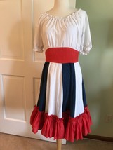 Vintage  Women&#39;s handmade Prairie Square Dance Red White Blue Dress smal... - £26.03 GBP
