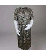 Vintage Dress Suit Set Womens Sz 16 Brown Spotted 50s Wiggle Peplum Jack... - $88.30