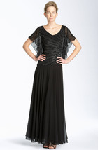 J Kara Mock Two Piece Chiffon Gown Plus Sz 18W Black Mercury - £95.22 GBP