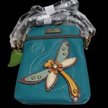 NWT Chala Dragonfly Convertable Wallet Crossbody Purse Teal &amp; Brown 7” x 4.5” - £28.83 GBP