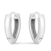 Geometric Chunky Sterling Silver Thick V-shaped Polished Huggie Hoop Ear... - £19.41 GBP
