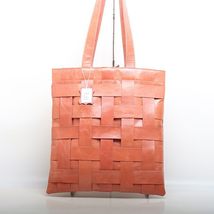 Shoulder Bag Handwoven Orange Leather Shoulder Small Tote Bag For Women - $114.84