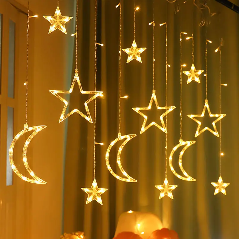 Solar  Moon  LED Fairy Curtain Lights Christmas Gars Waterproof Outdoor Decorati - £215.85 GBP