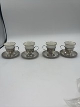 Rosenthal Sterling Silver Demitasse MHF Cup Saucer Porcelain Antique Set... - £232.59 GBP