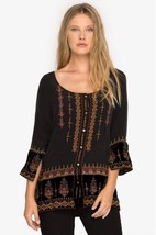 Johnny Was valea peasant button down blouse in blk - size XS - £113.02 GBP