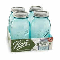 Ball Aqua Blue Mason Jars 32-oz Quart Glass Vintage Regular Mouth Cannin... - £35.92 GBP