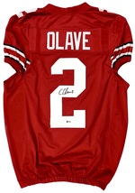CHRIS OLAVE SIGNED Autographed CUSTOM PRO CUT Red JERSEY BUCKEYES BECKET... - $199.99
