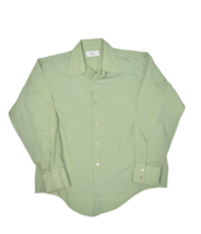 Vintage K Mart Sanforized Button Up Shirt Mens 16 Green Long Sleeve Polycotton - £20.45 GBP