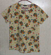 Excellent Just Love Pilgrim Turkeys Novelty Print Scrubs Top Size S - $23.33