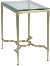 Lamp Table Woodbridge Glass Top Brushed Satin Brass Metal Elegant Stretcher - £1,250.84 GBP