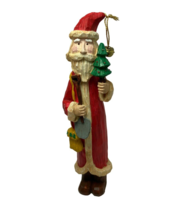 Russ Santa W Christmas Tree Wood Carved Resin Figure Retired 7 Inch Folk Art Vtg - £10.67 GBP