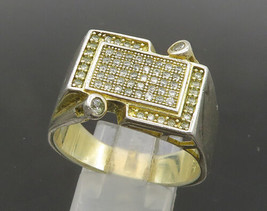 925 Sterling Silver - Vintage Topaz Encrusted Large Band Ring Sz 13 - RG... - $48.33