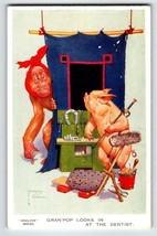 Monkey Pig Dentist Toothache Postcard Larson Wood Signed Fantasy Anthropomorphic - £22.38 GBP