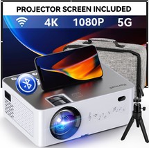 Projector, Projector With Wifi And Bluetooth, 4K Support Outdoor Projector, - £172.56 GBP