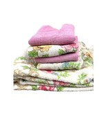 Vintage Lot 5 Cannon Towels – White Pink Roses Fringe Bath &amp; Washcloth Set - $32.48 CAD