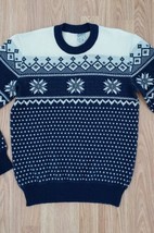 Vintage 70s Blue White Nordic Snowflake Ski Sweater Austria - £31.96 GBP