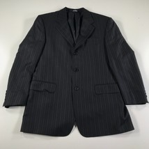 Coppley Blazer Mens 40 Black Gray Pinstripes Ermenegildo Zegna Wool Silk... - $121.19