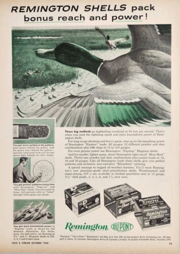 1960 Print Ad Remington Shotgun Shells Mallard Ducks Land on Pond Bridgeport,CT - $20.77
