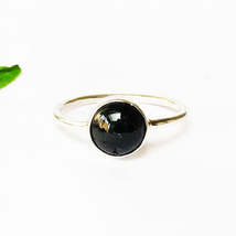 Beautiful Natural Black Tourmaline Gemstone Ring, Birthstone Ring, 925 Sterling - £22.14 GBP