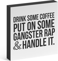 Barnyard Designs &#39;Gangster Rap&#39; Wooden Box Sign, Funny Desk Decor,, 8X8 - £33.56 GBP