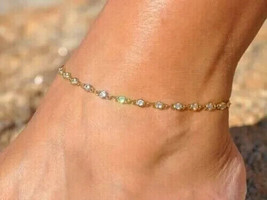 3Ct Round Natural Moissanite Bezel Set Women&#39;s Anklet 14K Yellow Gold Plated - £231.68 GBP